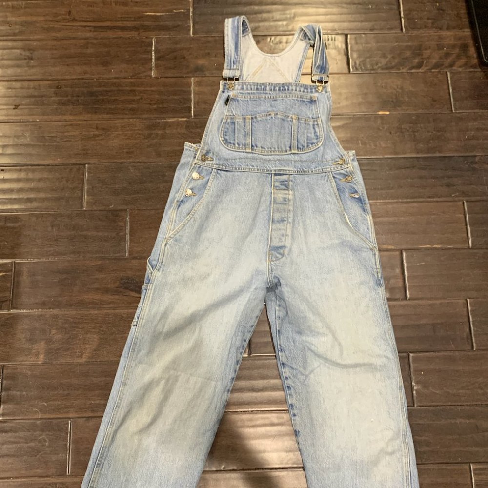 Vintage 90s DOC Dr MARTENS Air Wair Denim Dungaree Overalls Made In USA Size S